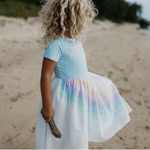 Oopsie Daisy Mint Pastel Rainbow Stripe Hi-Low Dress - Girls 12